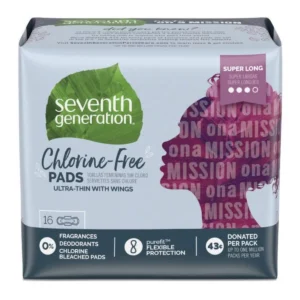 Seventh Generation Ultra Thin Pads with Wings Super Long Absorbency Chlorine Fre 16 Ct