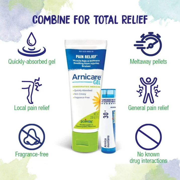 Boiron Arnicare Gel and Arnica Montana 30C Homeopathic Medicine for Pain Relief 2.6 oz - Image 3
