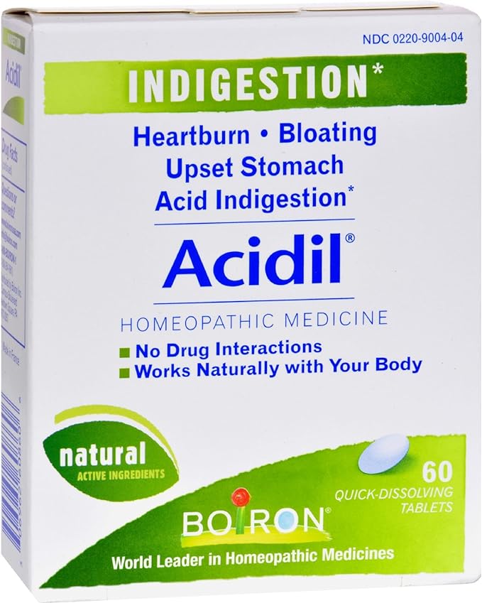 Boiron Acidil for Relief of Acid Reflux, Heartburn, Indigestion, and Upset Stoma 60 tab