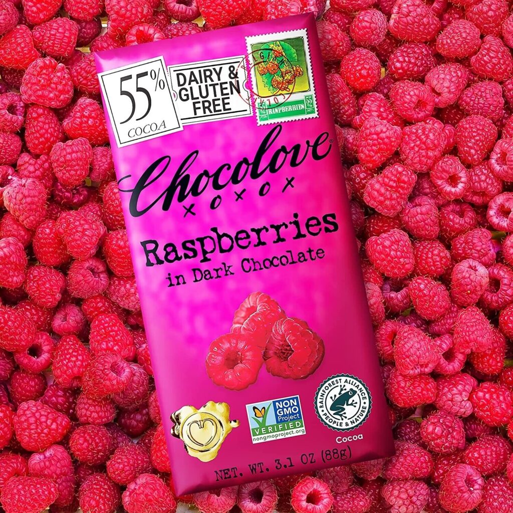 Chocolove Xoxo Dark Chocolate Raspberry Bar 3.1 Ounce – Harvest Natural ...