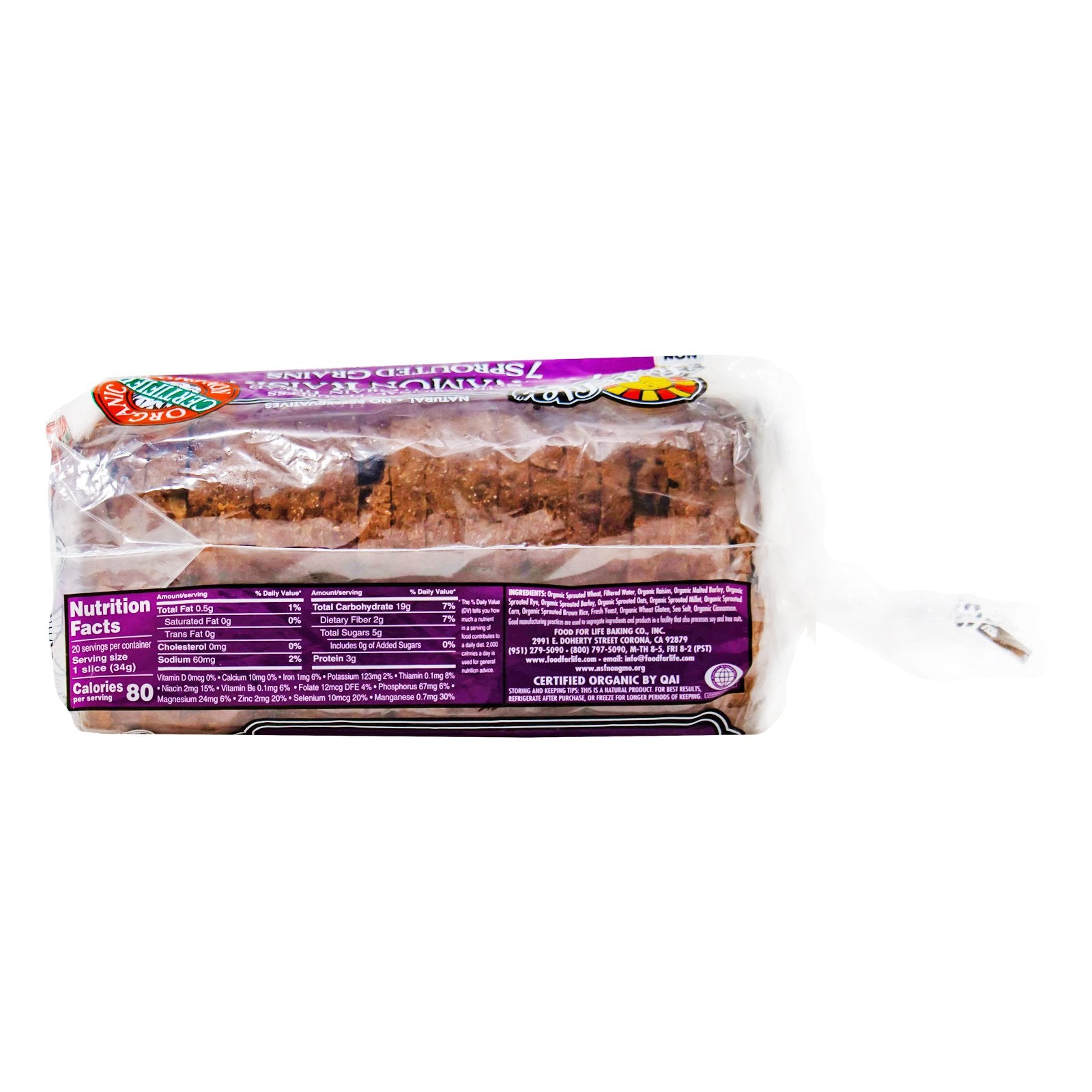 Food For Life - Sprouted Grain Cinnamon Raisin Bread 24.00 oz 2 Food For Life - Sprouted Grain Cinnamon Raisin Bread 24.00 oz - Image 2