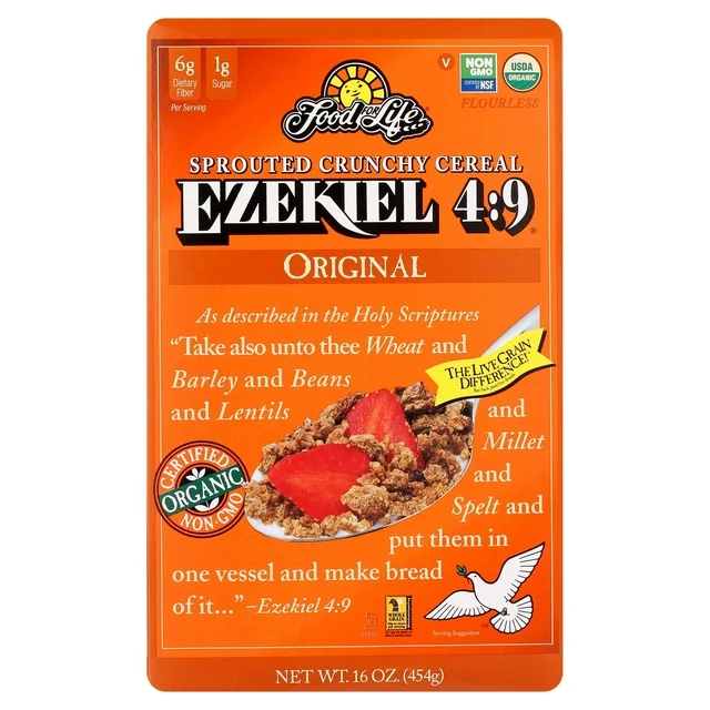 Food For Life Ezekiel 4:9 Organic Sprouted Whole Grain Cereal, Original 16 oz