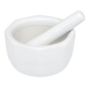 HIC Porcelain Octaganol Mortar and Pestle 3.5-Inch White