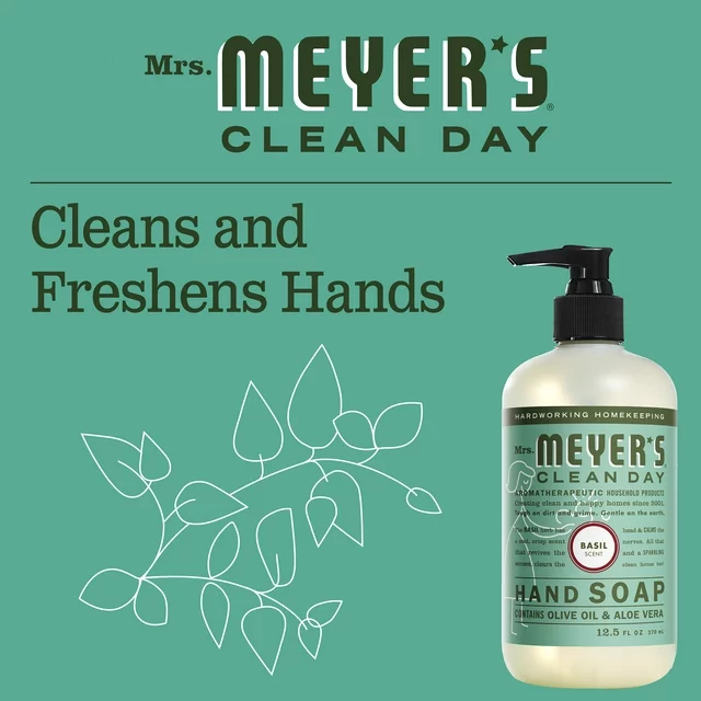 Mrs. Meyer’s Clean Day Liquid Hand Soap Basil Scent 12.5 ounce bottle 2 Mrs. Meyer’s Clean Day Liquid Hand Soap Basil Scent 12.5 ounce bottle - Image 2