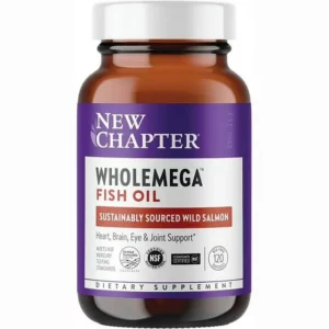 New Chapter Wholemega Fish Oil Supplement Wild Alaskan Salmon Oil with Omega-3 + 120 sfg