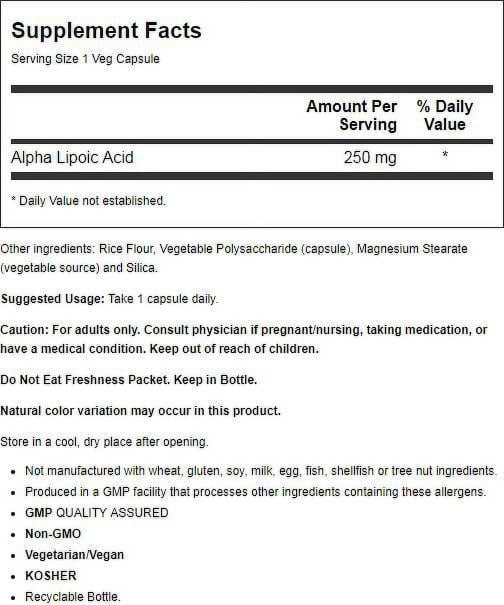 NOW Alpha Lipoic Acid 250Mg 120 Cap 2 NOW Alpha Lipoic Acid 250Mg 120 Cap - Image 2