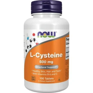 NOW Supplements L-Cysteine 500 mg with Vitamins B-6 and C Structural Support 100 tab