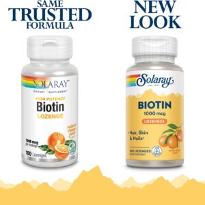 Solaray High Potency Biotin 1000 mcg | Natural Orange Juice Flavor | Healthy Hai 100 tab