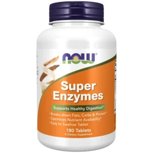 NOW Supplements Super Enzymes Formulated with Bromelain Ox Bile Pancreatin a 180 tab