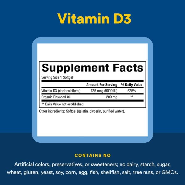 Natural Factors Vitamin D3 5000 I.U. 125 Mcg 120 Softgels - Image 3